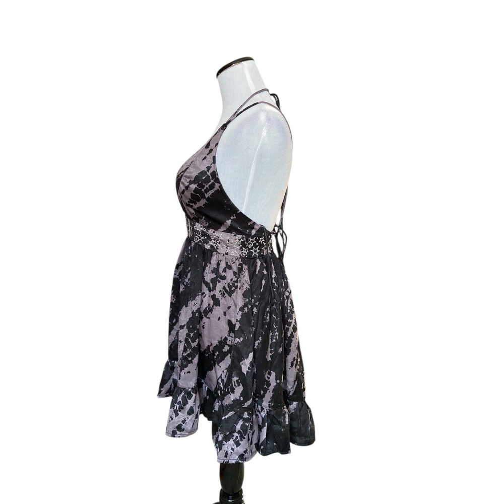 Fairy Grunge Star Embroidered Halter Mini Dress Size M Tie Dye Whimsygoth Witchy - Picture 3 of 14